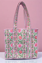Load image into Gallery viewer, Ronan Green and Pink Floral Tote Bag
