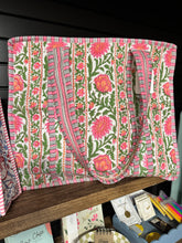 Load image into Gallery viewer, Ronan Green and Pink Floral Tote Bag